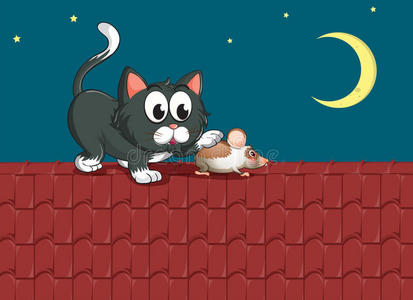 屋顶上的猫和老鼠
