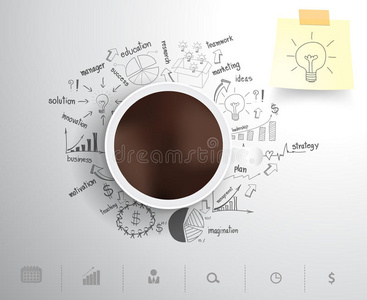 矢量咖啡杯谈企业战略规划图片