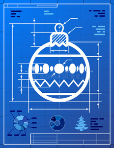 圣诞树球形符号蓝图图片