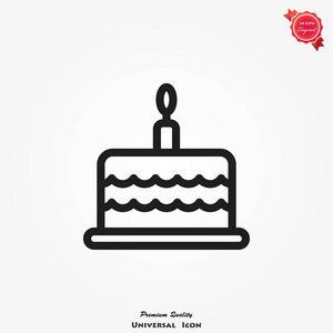 蛋糕图标矢量插图。生日快乐的象征, 蛋糕为生日庆祝