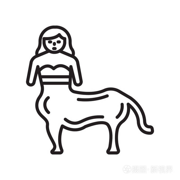 白色背景下的半人马图标矢量符号与符号分离