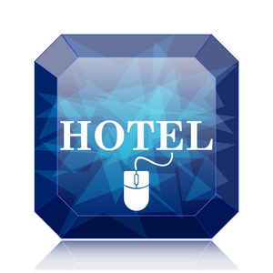酒店图标, 蓝色网站按钮白色背景