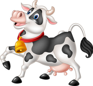 矢量图的卡通快乐牛隔离在白色背景上