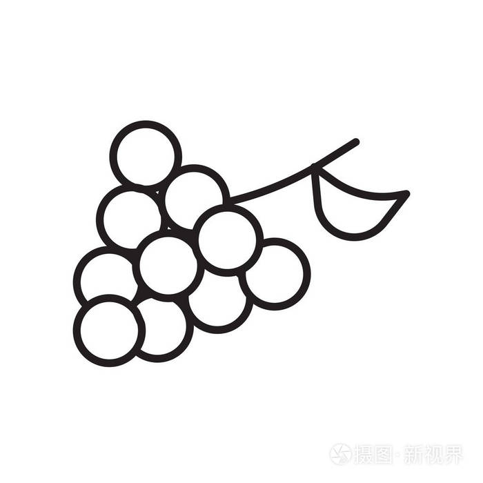葡萄图标向量被隔离在白色背景, 葡萄标志, t