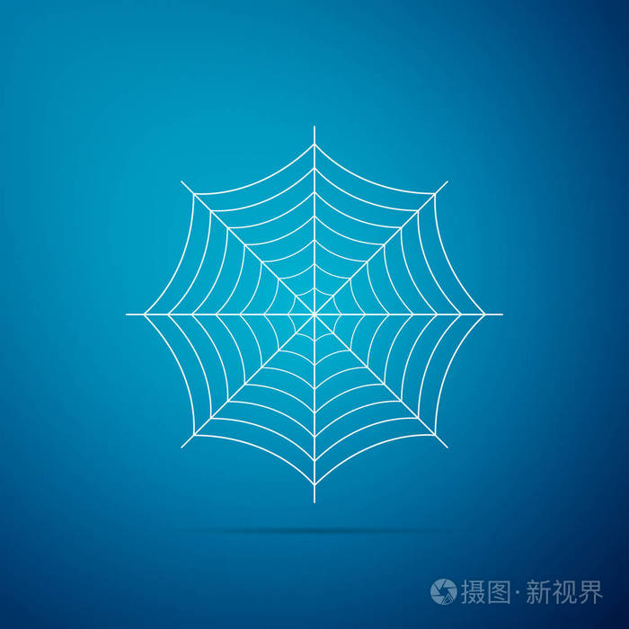 在蓝色背景上隔离的蜘蛛网图标.蛛网标志.平面设计.矢量插图