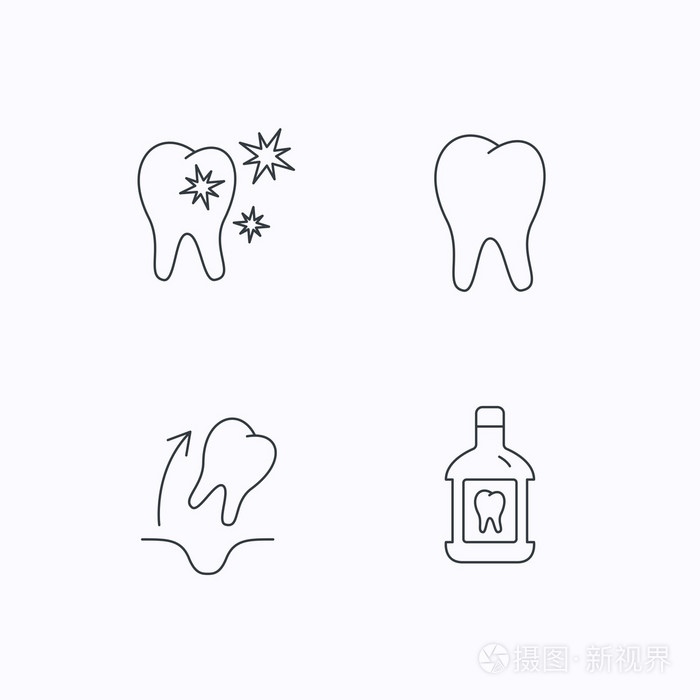 牙, 漱口水和健康的牙齿图标