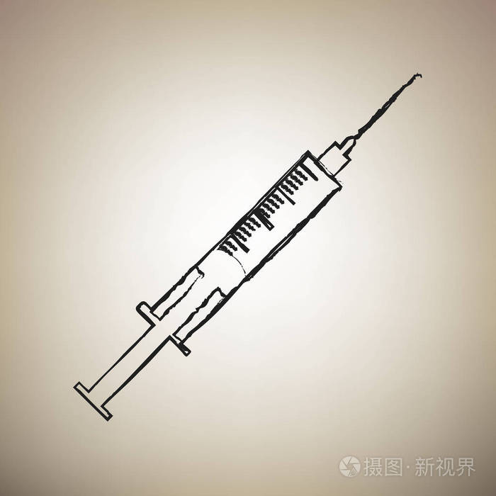 注射器标志例证向量刷画黑色图标在李