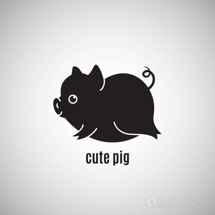 可爱的小猪图标 2019 新年 中国星座 矢量插画