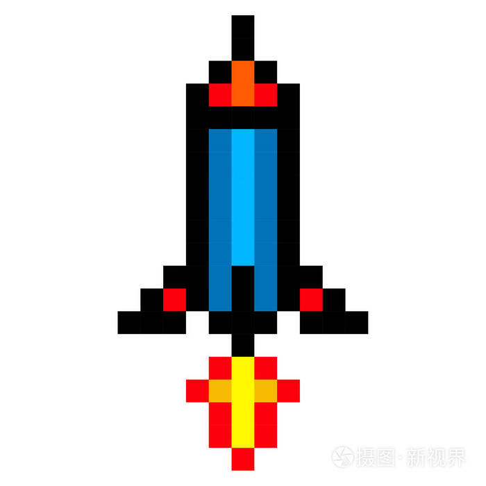像素空间火箭艺术卡通复古游戏风格