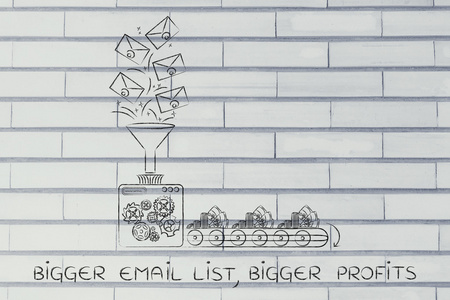 更大的电子邮件清单概念，更大的利润