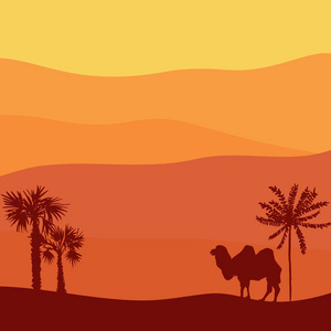 矢量风景与骆驼
