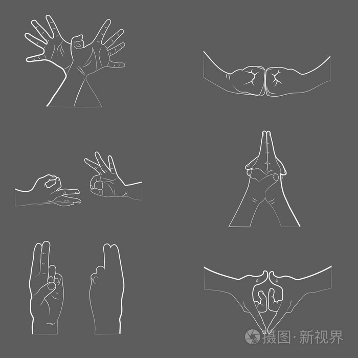 矢量图.瑜伽的手势