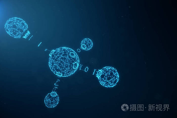 科学或医学背景与分子和原子.低多边形网格结构 连接线和点.