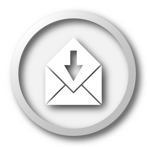 接收电子邮件图标。白色背景上的互联网按钮