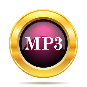 Mp3 图标。白色背景上的互联网按钮