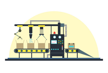 输送机机全自动生产线。矢量