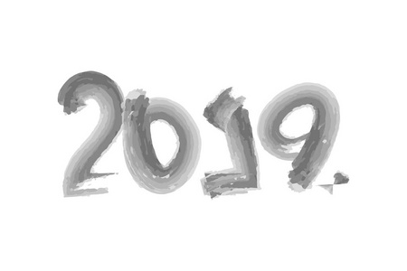 2019文字手画在画笔自由手样式在新年快乐概念矢量例证