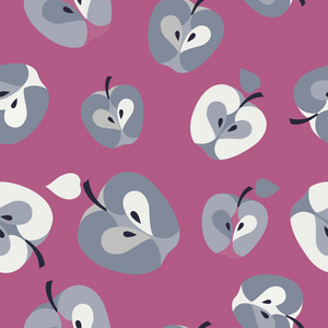 无缝矢量背景与装饰的苹果。打印。重复的背景。布设计壁纸