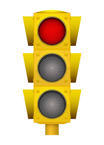 现代黄色 led 交通灯与开关在红灯, 矢量例证