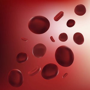 逼真的矢量图示红血球。科学的概念。静脉血红细胞