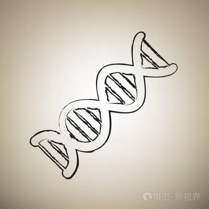 dna 信号向量.画笔绘制黑色图标在淡褐色 bac