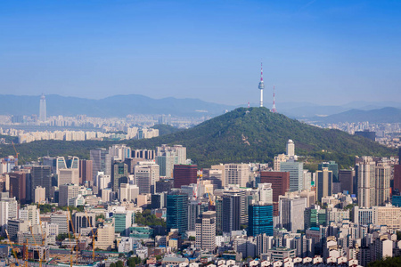 首尔市和市中心的天际线，韩国