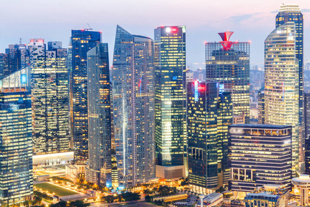 新加坡金融区和商务楼，新加坡城市景观