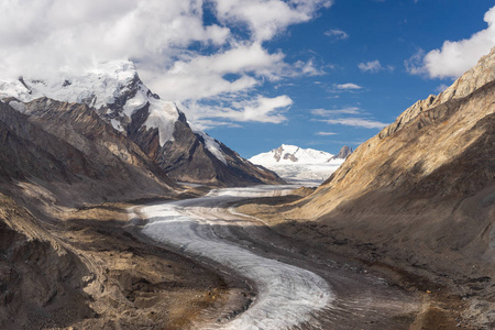 拖曳独龙族冰川, 最长的冰川在 Zanskar 谷, 拉达克, 查谟克什米尔, 印度, 亚洲