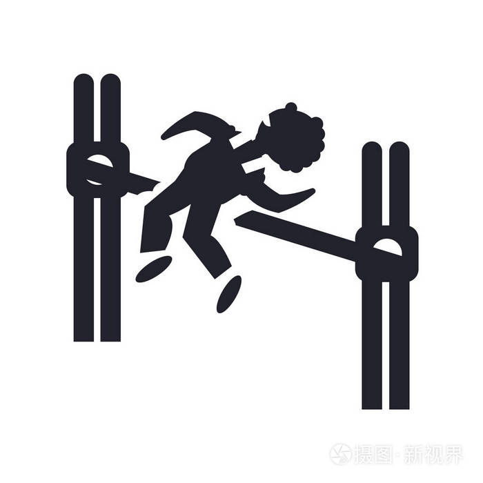 隔离白色背景为您的 web 和移动应用程序设计, 男子练习跳高标志概念