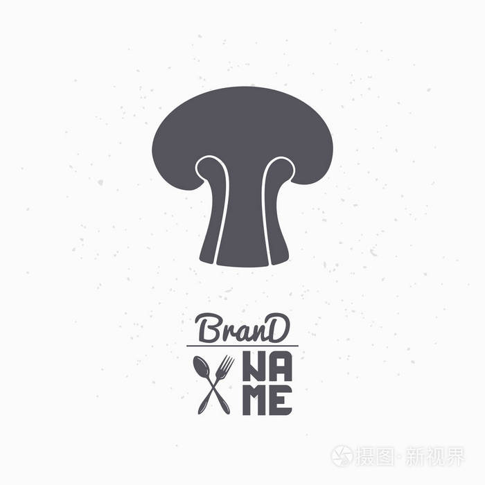 手绘制的轮廓的蘑菇.食品市场标志模板工艺包装或品牌