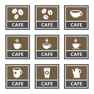 咖啡厅图标和标志, 咖啡厅设计
