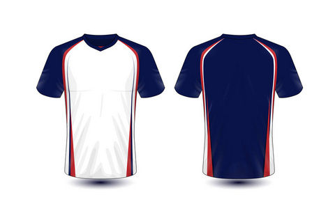蓝色, 白色和红色布局电子体育 t恤衫设计模板