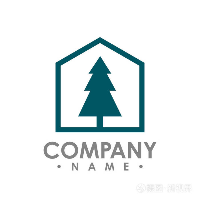松树户外旅游绿色剪影森林标志