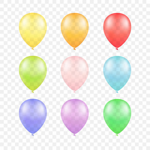多彩多姿五颜六色的气球，设置隔离