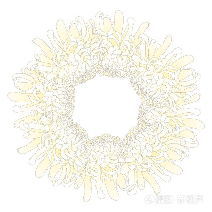 白菊花 菊日本花花环.矢量插图插画-正版商用图片0rtwrh-摄图新视界
