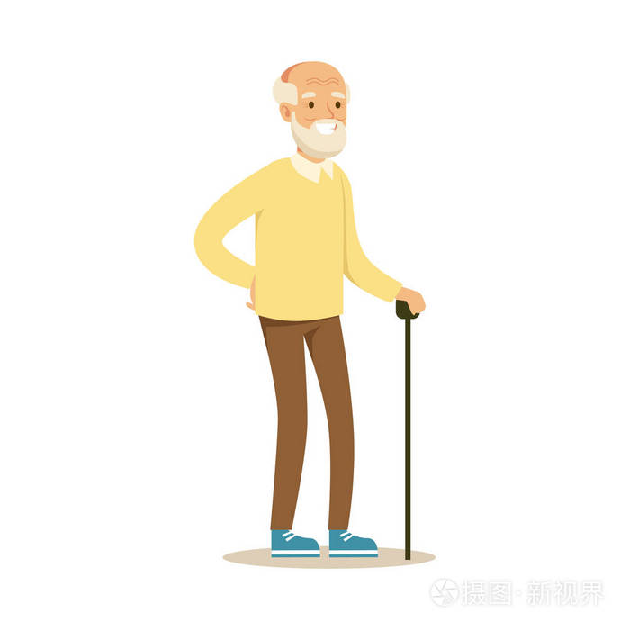 老人拄着拐杖站