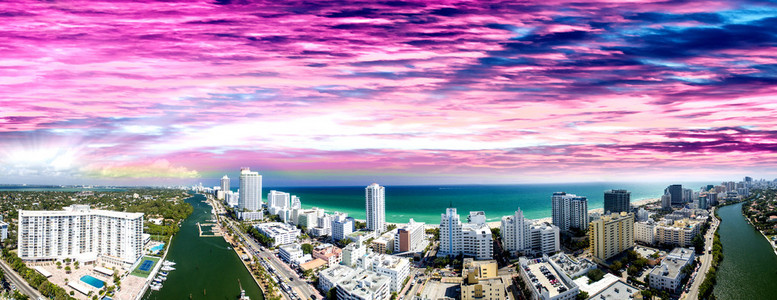 在迈阿密南海滩鸟瞰图