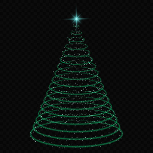 黑色背景上的星形圣诞树的矢量图解