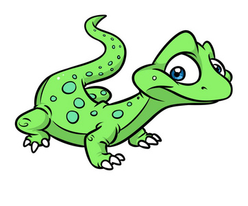 小绿蜥蜴卡通插图孤立图像