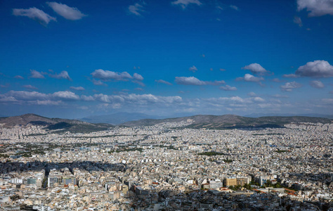 从 Lycabettus 山看希腊雅典城市的空中全景