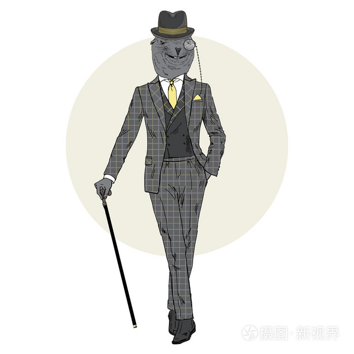 优雅的海狮绅士与拐杖