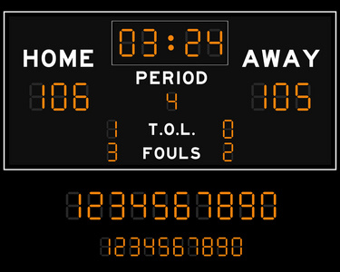 篮球数字 Led 记分牌橙色颜色