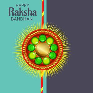 一个销售和促销横幅海报与装饰 Rakhi 印度节日罗刹 Bandhan 兄弟姐妹结合的庆祝活动的矢量插图