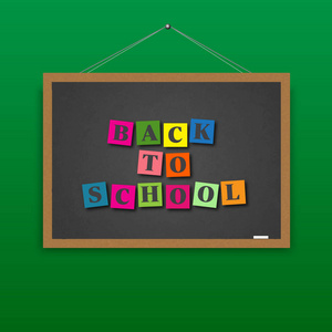 返回到学校卡与黑板和字母表。向量