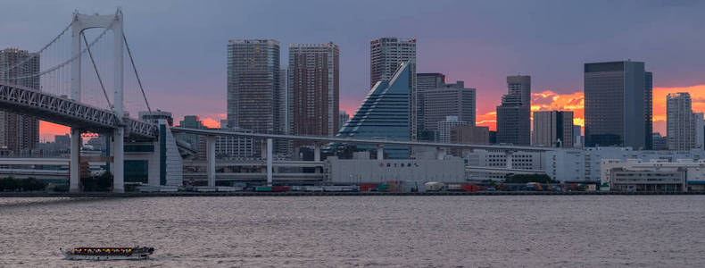 夕阳下的东京城市夜景