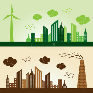 生态与污染城市概念背景