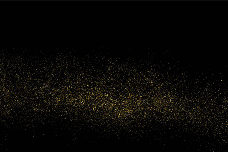 金色亮片纹理上黑色孤立。琥珀色粒子颜色。喜庆的背景。金色的爆炸的五彩纸屑。矢量图，eps 10
