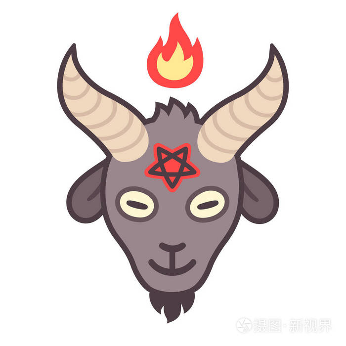 魔王或 baphomet 撒旦的象征.可爱的魔鬼矢量插画