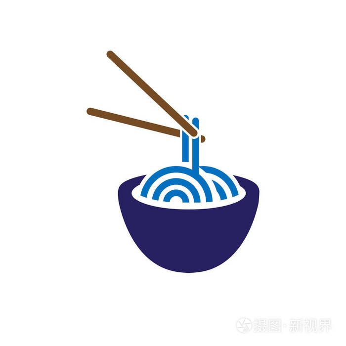面条在碗食物标志图标向量