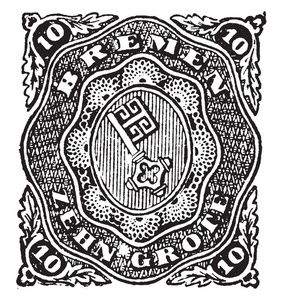这个例证代表布里曼 Zehn Grote 邮票从1861年到 1863, 复古线图画或雕刻例证